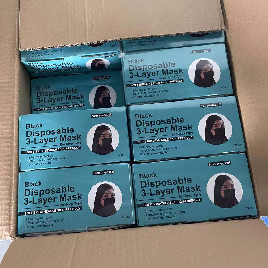 Black Boxed Mask Black Mask Export Global Disposable Mask Black Mask