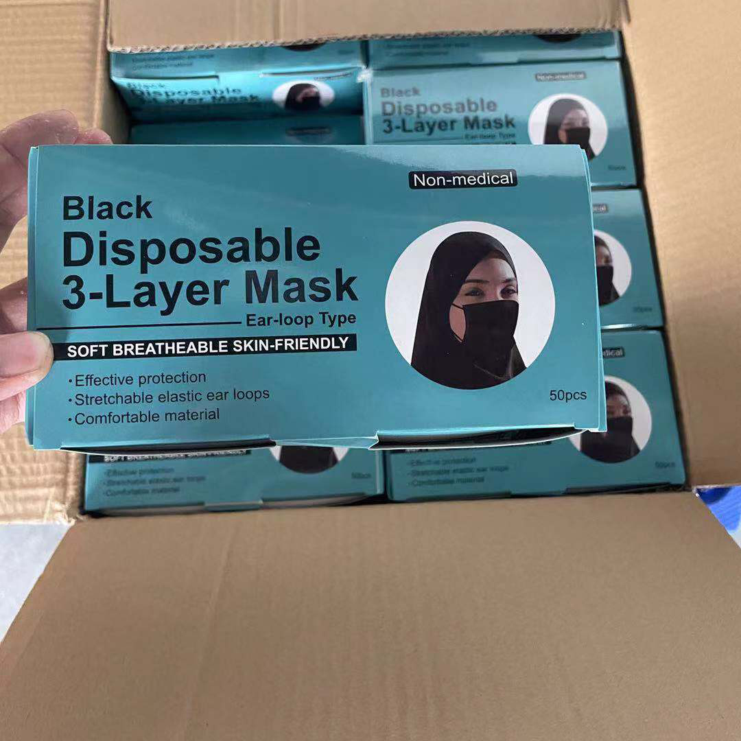 Black Boxed Mask Black Mask Export Global Disposable Mask Black Mask