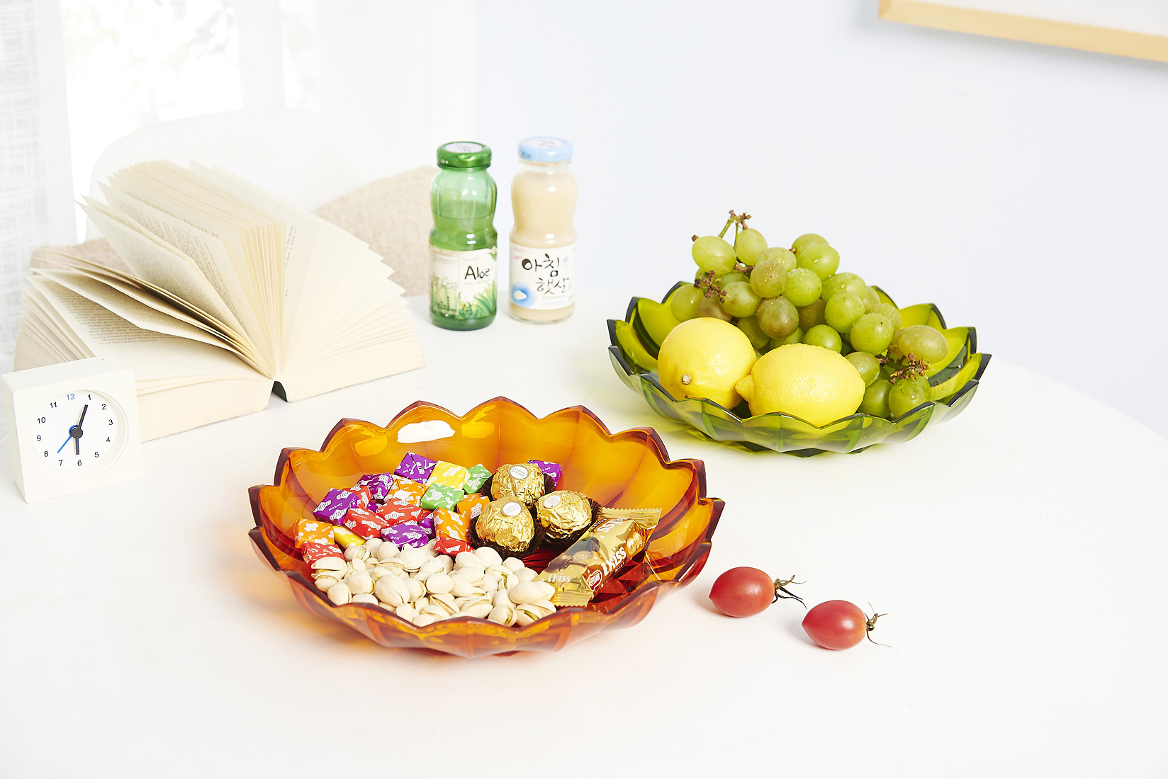 Wholesale Color PS Fruit Plate, Creative Leaf Fruit Plate, Large Leaf Glass Fruit Plate