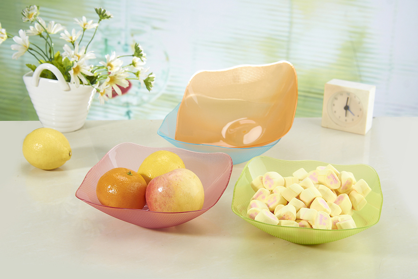 Wholesale Color PS Fruit Plate, Creative Leaf Fruit Plate, Large Leaf Glass Fruit Plate