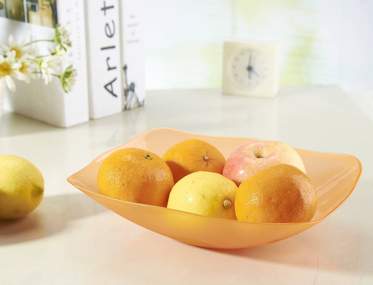Wholesale Color PS Fruit Plate, Creative Leaf Fruit Plate, Large Leaf Glass Fruit Plate