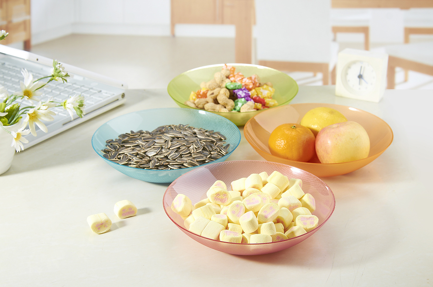 Wholesale Color PS Fruit Plate, Creative Leaf Fruit Plate, Large Leaf Glass Fruit Plate