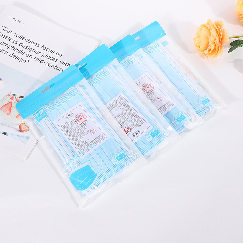 Fine Packaging, Ten Disposable Masks, Three Layers, Meltblown Fabric Mask Scarf Certificate