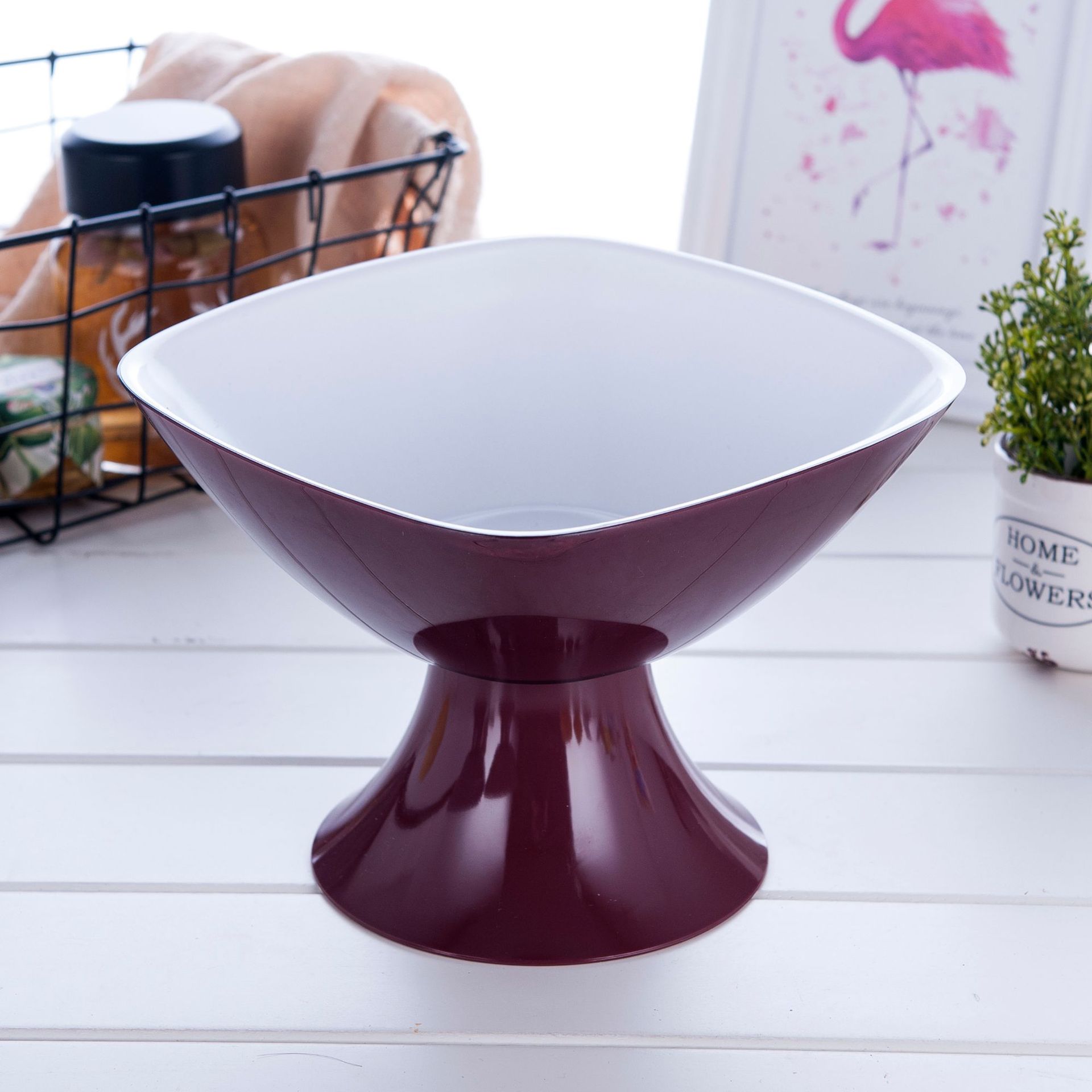 Pattern Household Fashion Plastic Fruit Plate Plastic Fruit Tray European Household Square Fruit Plate Wholesale