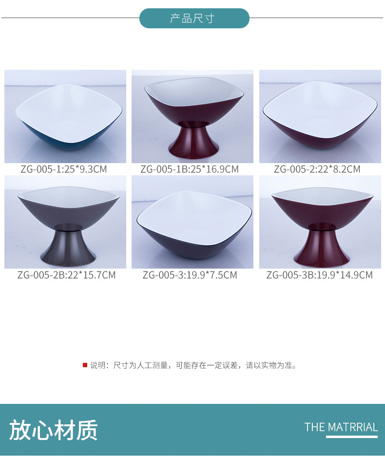 Pattern Household Fashion Plastic Fruit Plate Plastic Fruit Tray European Household Square Fruit Plate Wholesale