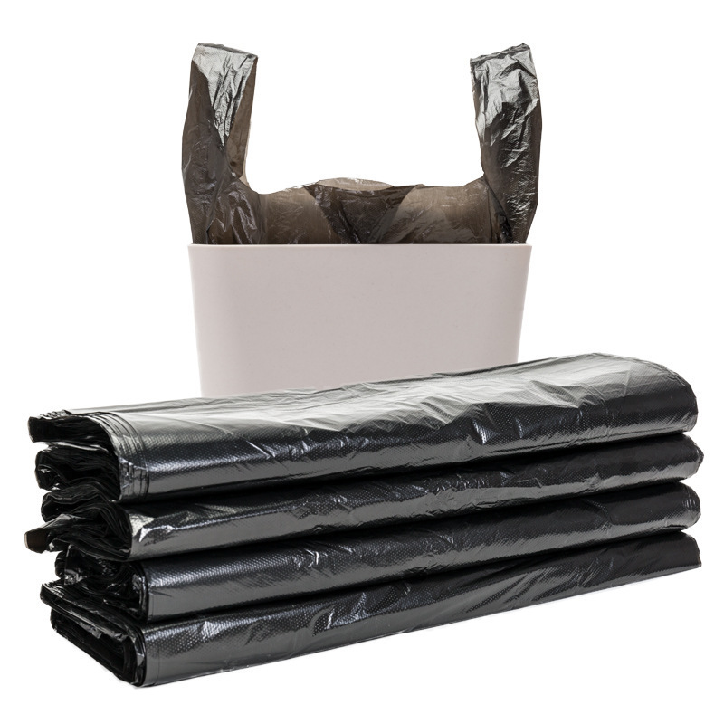 [Vest Portable Garbage Bag] 50 PCs Thickened Garbage Bag Household Disposable Portable Black Wholesale