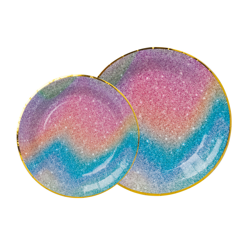 Party Supplies Starry Sky Bronzing Tableware Disposable Bronzing Tableware Theme Starry Sky Party Tableware Decoration Set