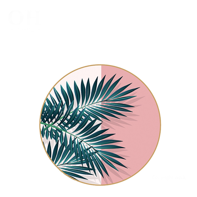 Bone China Dish High Ceramic Western Cuisine Plate Monstera Powder Plate Plate Dish Disc Shallow Plate Large Tray Tableware Set