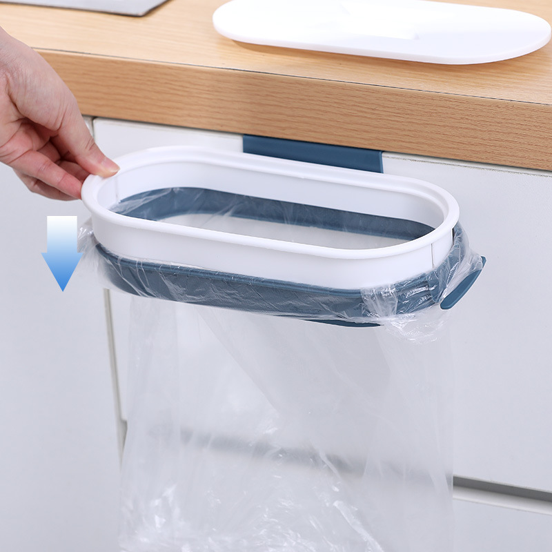 2281 Kitchen Rack with Lid Hanging Garbage Bag Bracket Home Cabinet Doors Rear Rag Rack Trash Rack