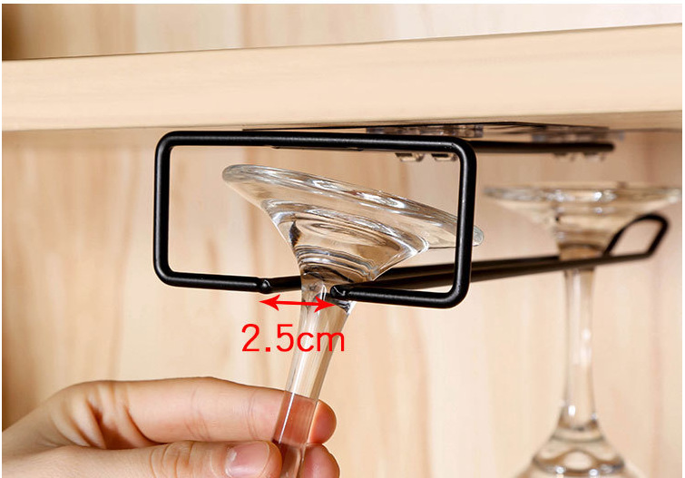 Punch-Free Red Wine Glass Holder Household Goblet Rack Wine Glass Upside down Hanging Rack Plastic Wrap Storage Rack