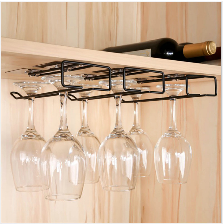 Punch-Free Red Wine Glass Holder Household Goblet Rack Wine Glass Upside down Hanging Rack Plastic Wrap Storage Rack