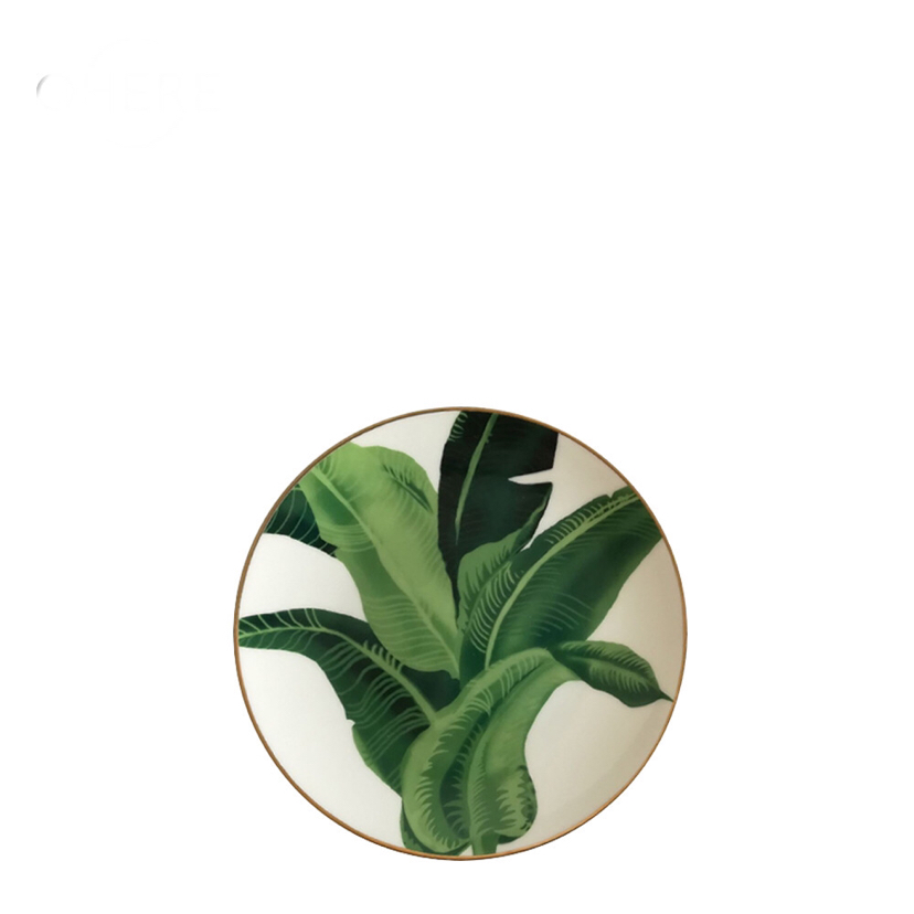 High Bone China Dish Ceramic Western Cuisine Plate Tableware Japanese Banana Leaf Table round Plate Flat Plate Shallow Plate Large Tray High Bone China Dish Ceramic Western Cuisine Plate Tableware Japanese Banana Leaf Table round Plate Flat Plate Shallow Plate Large Tray