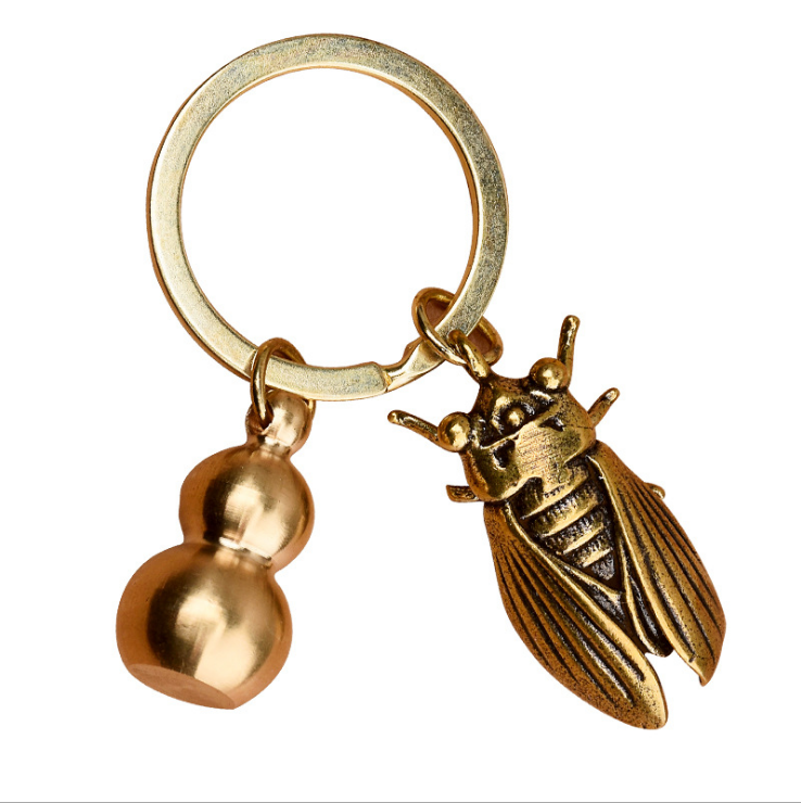 Fine Copper Buddha Brand Safety-Blessing Card Brass Car Key Ring Pendant Simple Key Ring Pendant Lettering Logo