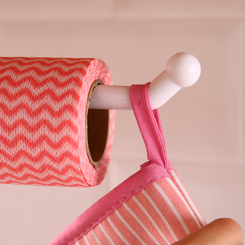 Kitchen Towel Rack Wall Hanging Lazy Rag Rack Punch-Free Toilet Paper Roll Holder Plastic Wrap Storage Rack Bathroom Towel Rack