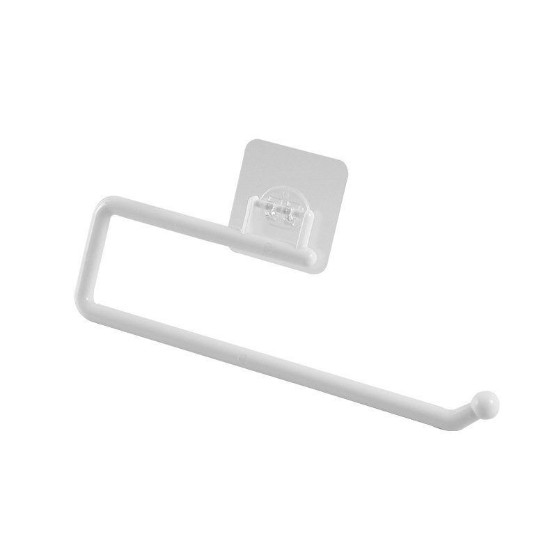 Kitchen Towel Rack Wall Hanging Lazy Rag Rack Punch-Free Toilet Paper Roll Holder Plastic Wrap Storage Rack Bathroom Towel Rack