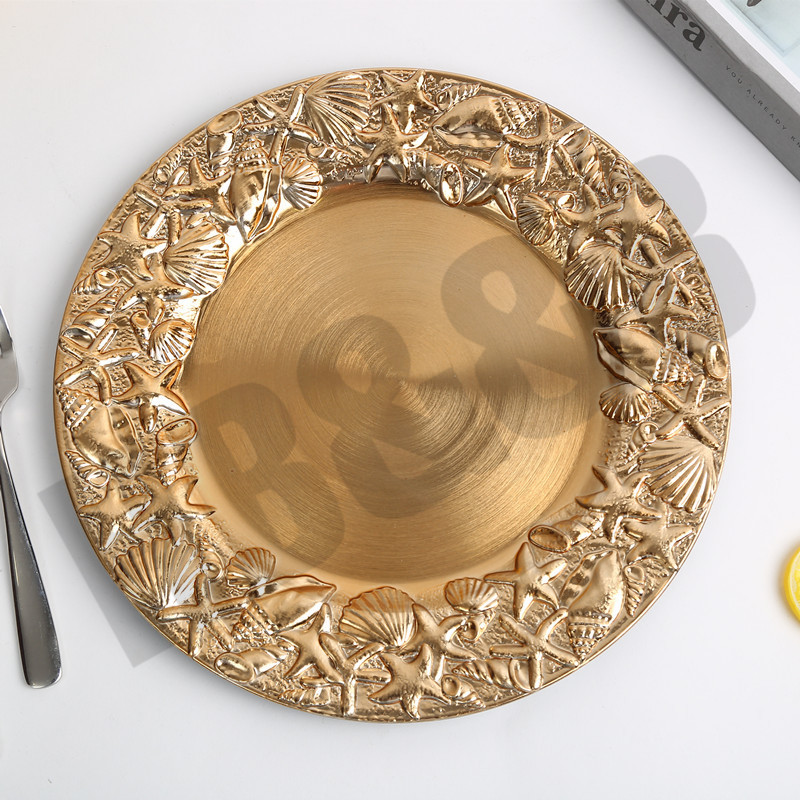 2020 New European-Style Plate Hotel Wedding Mat Plate Plastic Plate Electroplating Craft Plate Decorative Tray