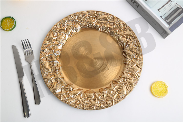 2020 New European-Style Plate Hotel Wedding Mat Plate Plastic Plate Electroplating Craft Plate Decorative Tray