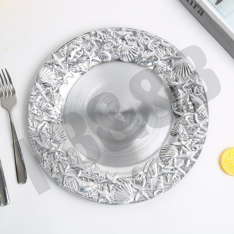2020 New European-Style Plate Hotel Wedding Mat Plate Plastic Plate Electroplating Craft Plate Decorative Tray