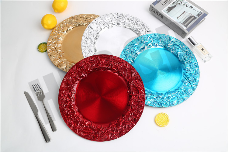 2020 New European-Style Plate Hotel Wedding Mat Plate Plastic Plate Electroplating Craft Plate Decorative Tray