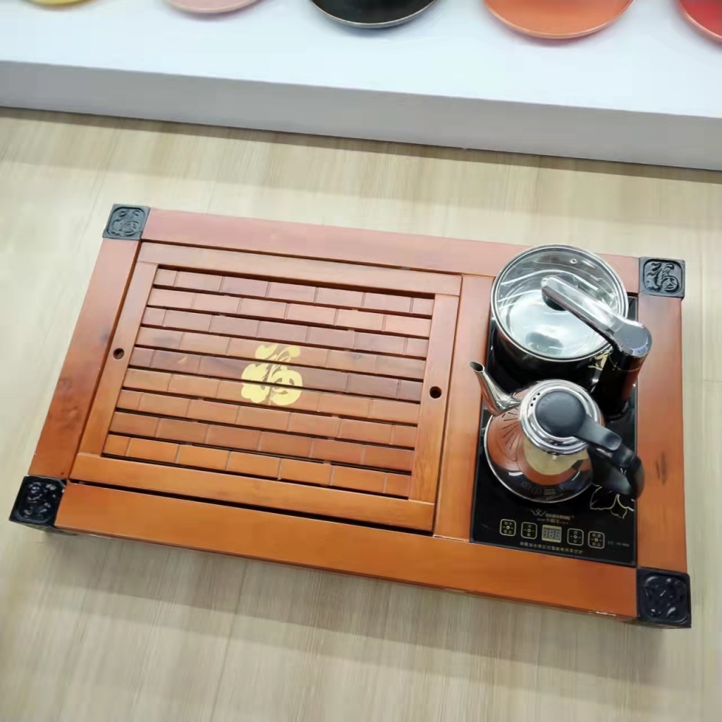 New Tea Tray Solid Wood Tea Tray Fu Character Tea Tray All Sizes Have Home-Use Tea Tray Manual Induction Cooker New Tea Tray Solid Wood Tea Tray Fu Character Tea Tray All Sizes Have Home-Use Tea Tray Manual Induction Cooker