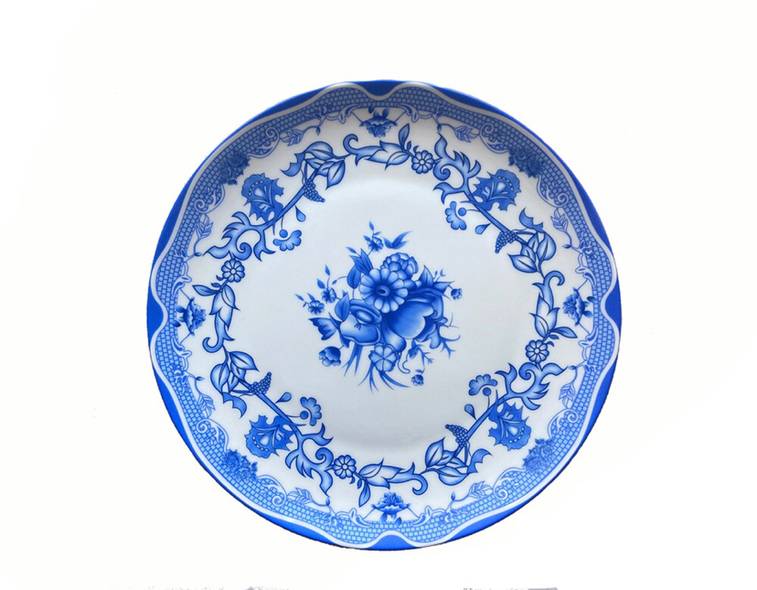 Bone China Flat Plate Tableware Ceramic Large Plate Tray Shallow Plate Disc Blue and White Fruit Cake Plate Bone China Flat Plate Tableware Ceramic Large Plate Tray Shallow Plate Disc Blue and White Fruit Cake Plate
