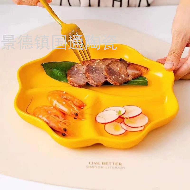 Ceramic Compartment Tray Candy Plate Fast Food Plate Salad Dish Steak Plate Round Plate Palte In Blue And White Swing Plate Bread Plate
