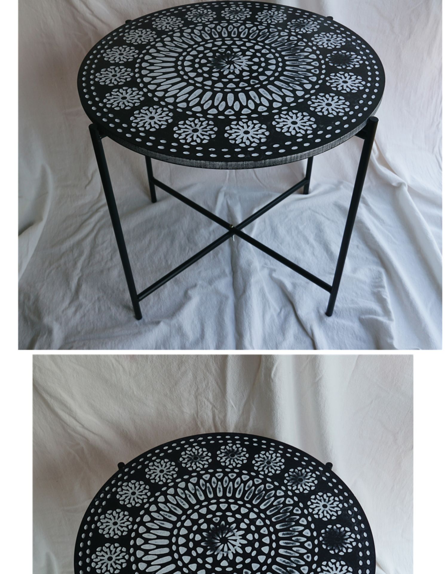 Retro Nordic Practical Distressed Bed & Breakfast Iron Folding Small Coffee Table Tray Artistic Designer Cool Side Table