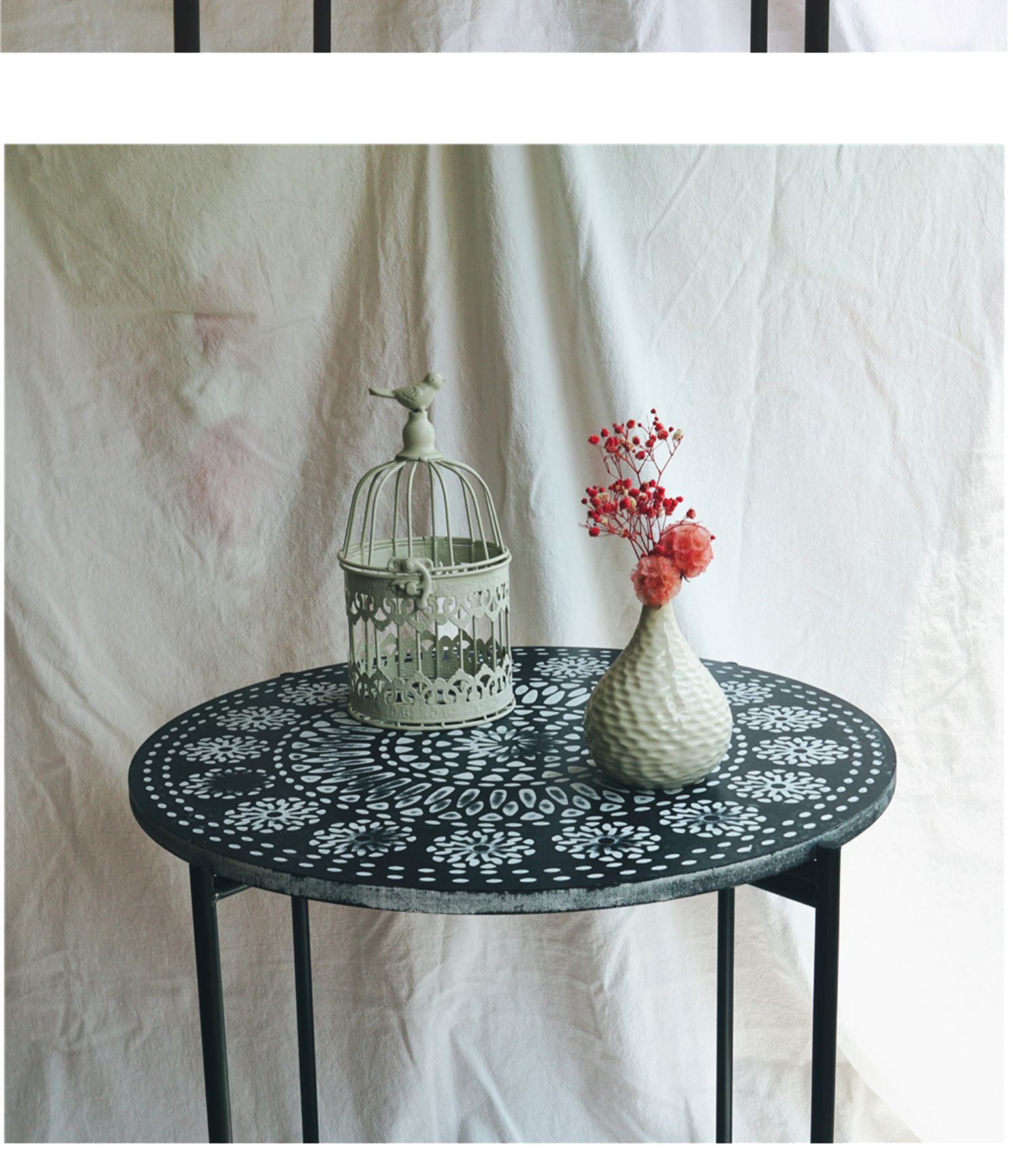Retro Nordic Practical Distressed Bed & Breakfast Iron Folding Small Coffee Table Tray Artistic Designer Cool Side Table