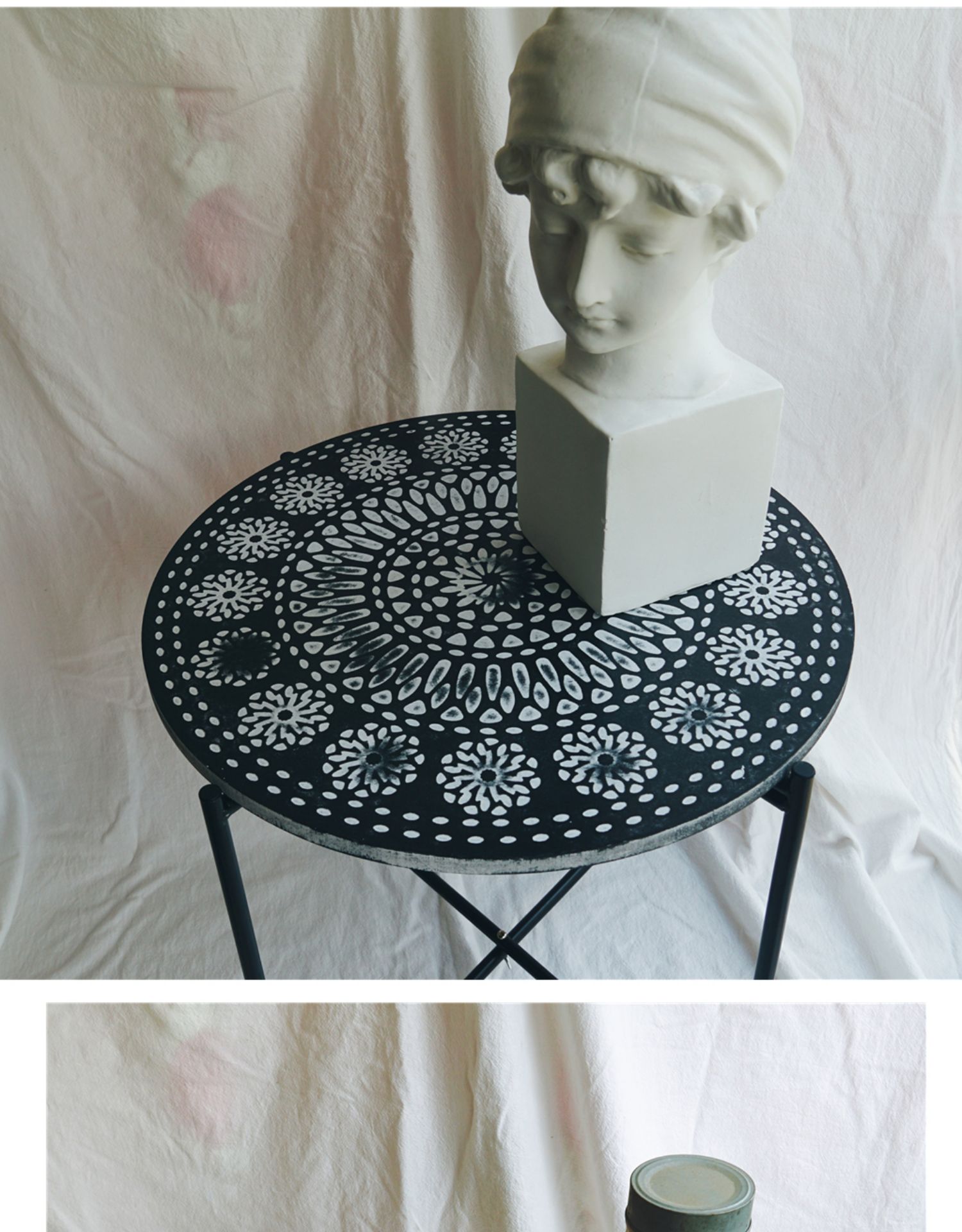 Retro Nordic Practical Distressed Bed & Breakfast Iron Folding Small Coffee Table Tray Artistic Designer Cool Side Table