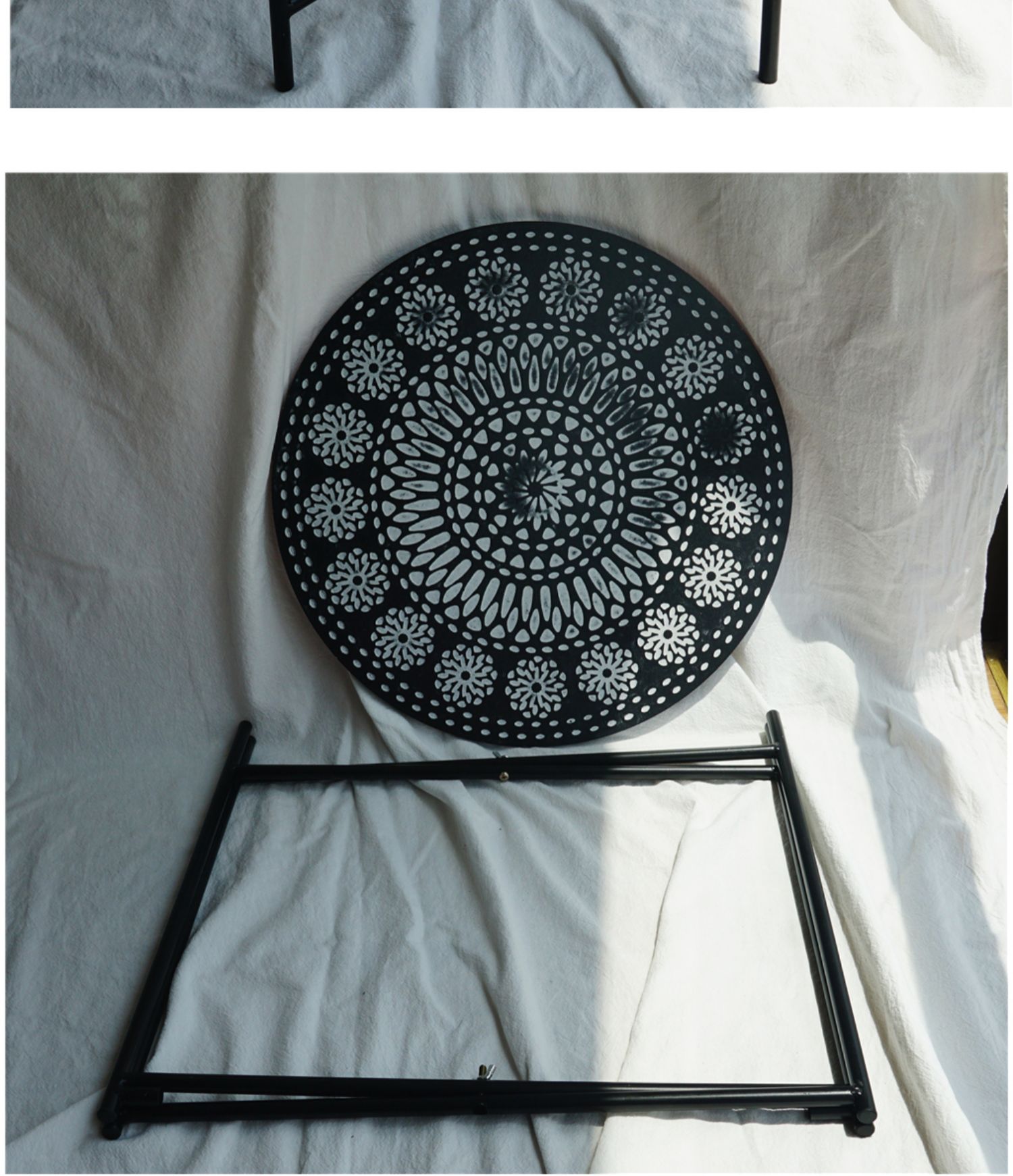 Retro Nordic Practical Distressed Bed & Breakfast Iron Folding Small Coffee Table Tray Artistic Designer Cool Side Table