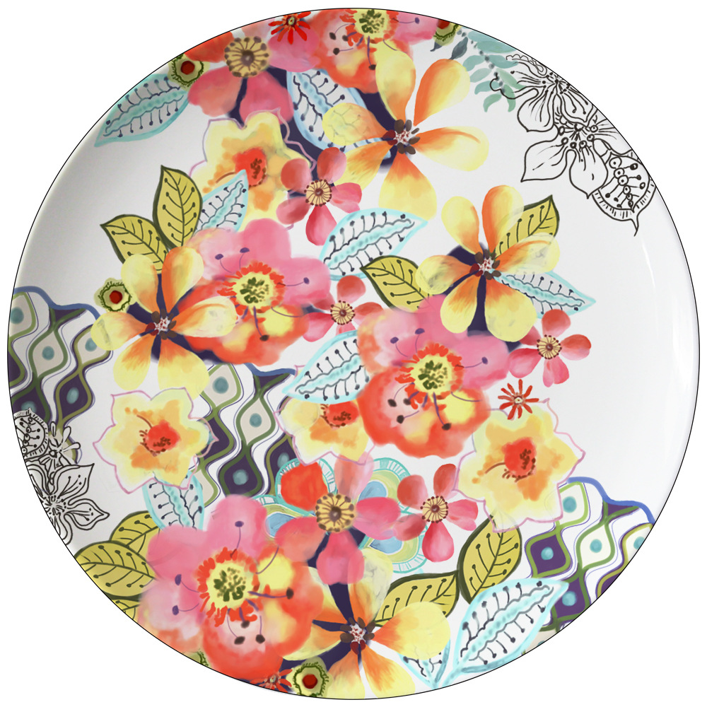 Creative Color Painted Steak Plate Watercolor Style Western Cuisine Plate Hotel Wedding Banquet Restaurant Theme Bone China Tableware Suit