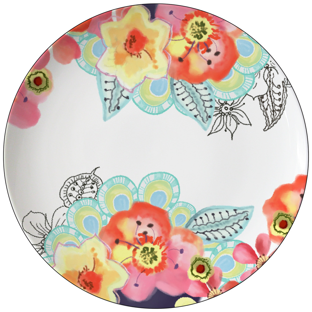 Creative Color Painted Steak Plate Watercolor Style Western Cuisine Plate Hotel Wedding Banquet Restaurant Theme Bone China Tableware Suit