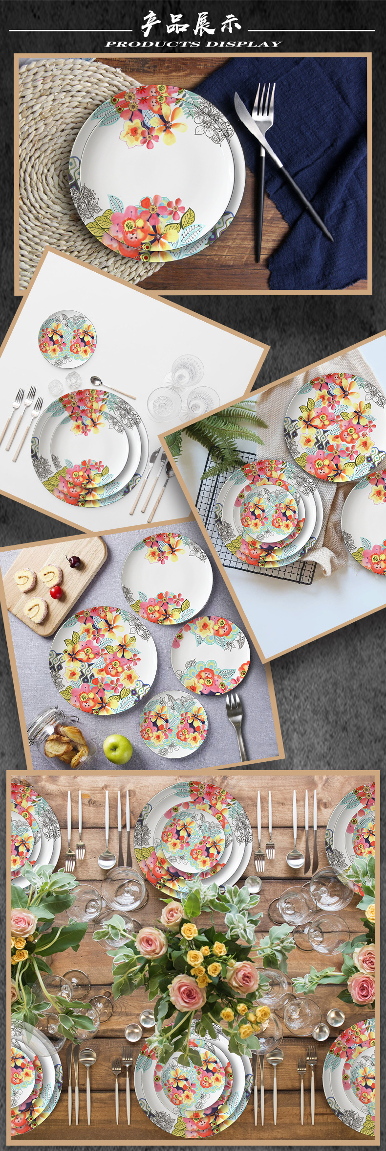 Creative Color Painted Steak Plate Watercolor Style Western Cuisine Plate Hotel Wedding Banquet Restaurant Theme Bone China Tableware Suit Creative Color Painted Steak Plate Watercolor Style Western Cuisine Plate Hotel Wedding Banquet Restaurant Theme Bone China Tableware Suit