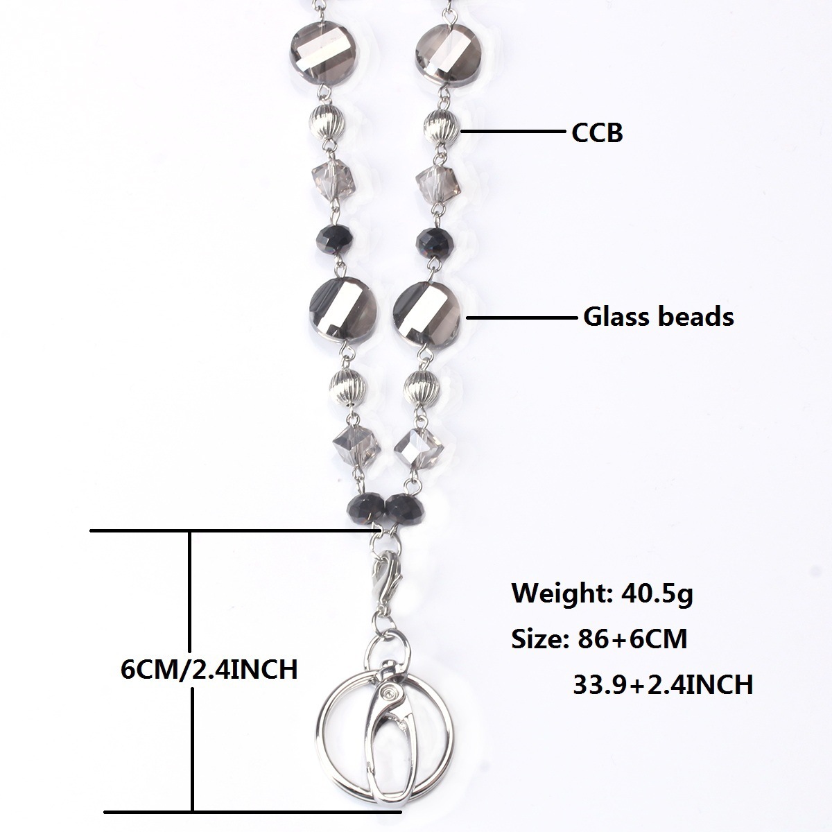 European and American Fashion Women Lanyard Necklace Micro Glass Bead Can Buckle Lanyard Work Card ID Key Necklace European and American Fashion Women Lanyard Necklace Micro Glass Bead Can Buckle Lanyard Work Card ID Key Necklace