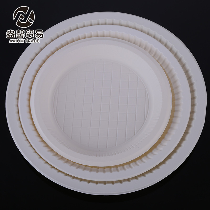 Disposable Corn Starch Cutlery Plate Environmentally Friendly Degradable Cake Plate Multi-Specification Disc Outdoor Portable Tray