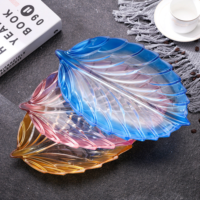 Leaf Crystal Food Grade PC Fruit Plate Shape Household Melon Seeds Candy Tray