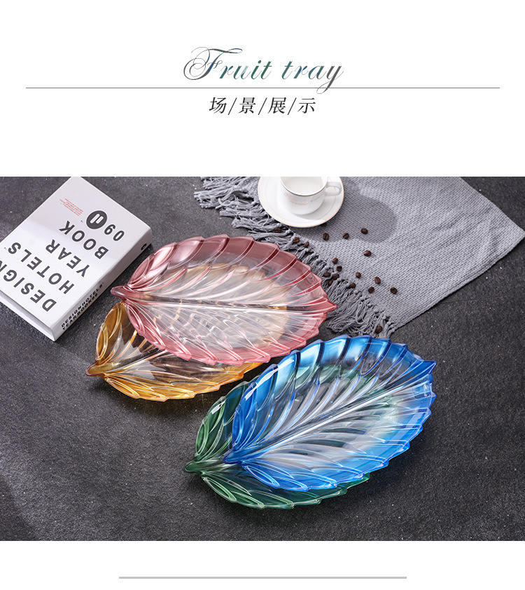 Leaf Crystal Food Grade PC Fruit Plate Shape Household Melon Seeds Candy Tray