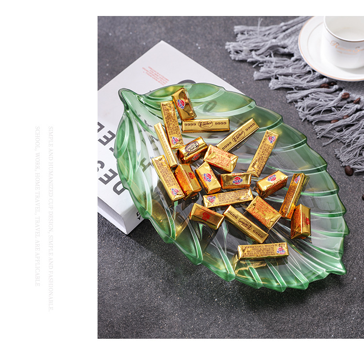 Leaf Crystal Food Grade PC Fruit Plate Shape Household Melon Seeds Candy Tray