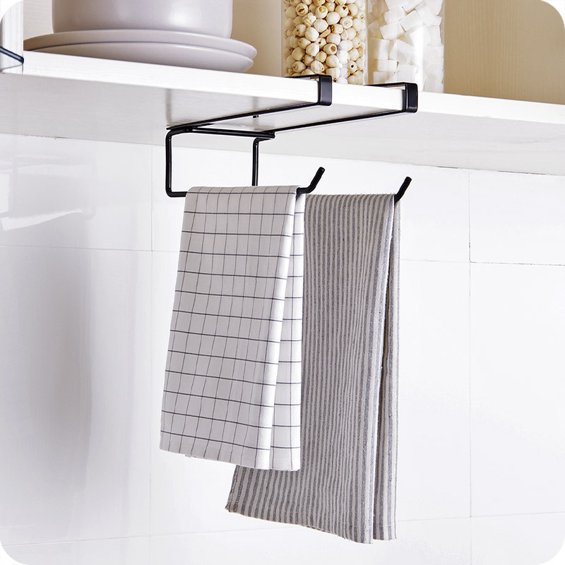 Kitchen Cabinet Punch-Free Iron Painting Towel Plastic Wrap Tissue Roll Paper Storage Rack