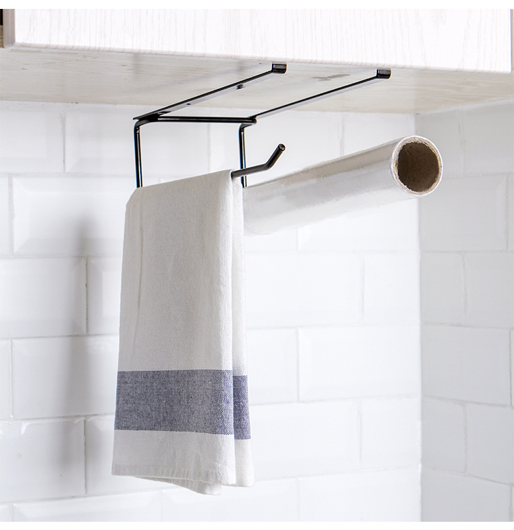 Kitchen Cabinet Punch-Free Iron Painting Towel Plastic Wrap Tissue Roll Paper Storage Rack Kitchen Cabinet Punch-Free Iron Painting Towel Plastic Wrap Tissue Roll Paper Storage Rack