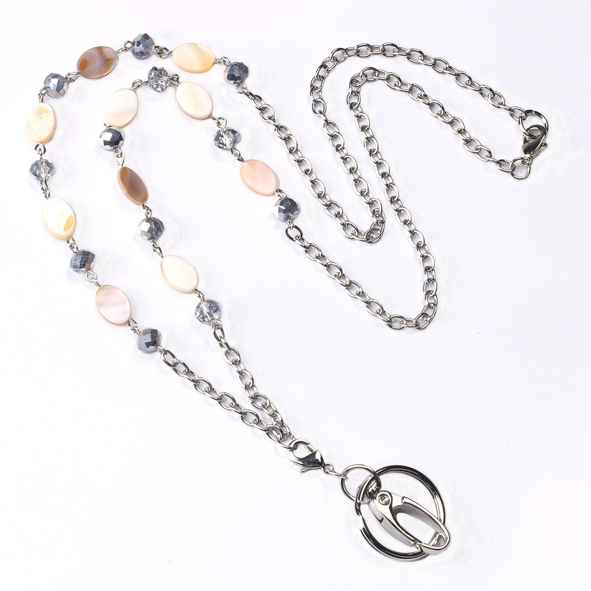 Shell Micro Glass Bead Can Buckle Lanyard Necklace Lanyard Long Key Id Work Card Necklace