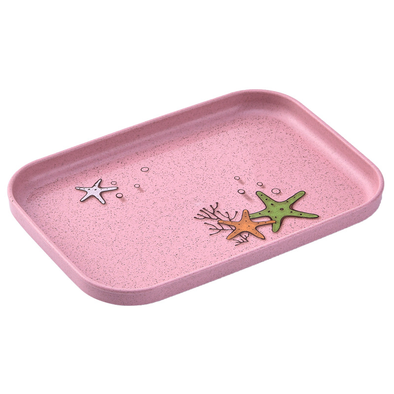 Creative Japanese Wheat Straw Environmental Protection Square Plate Household Dish Dessert Tray Western Cuisine Plate Tableware Wholesale
