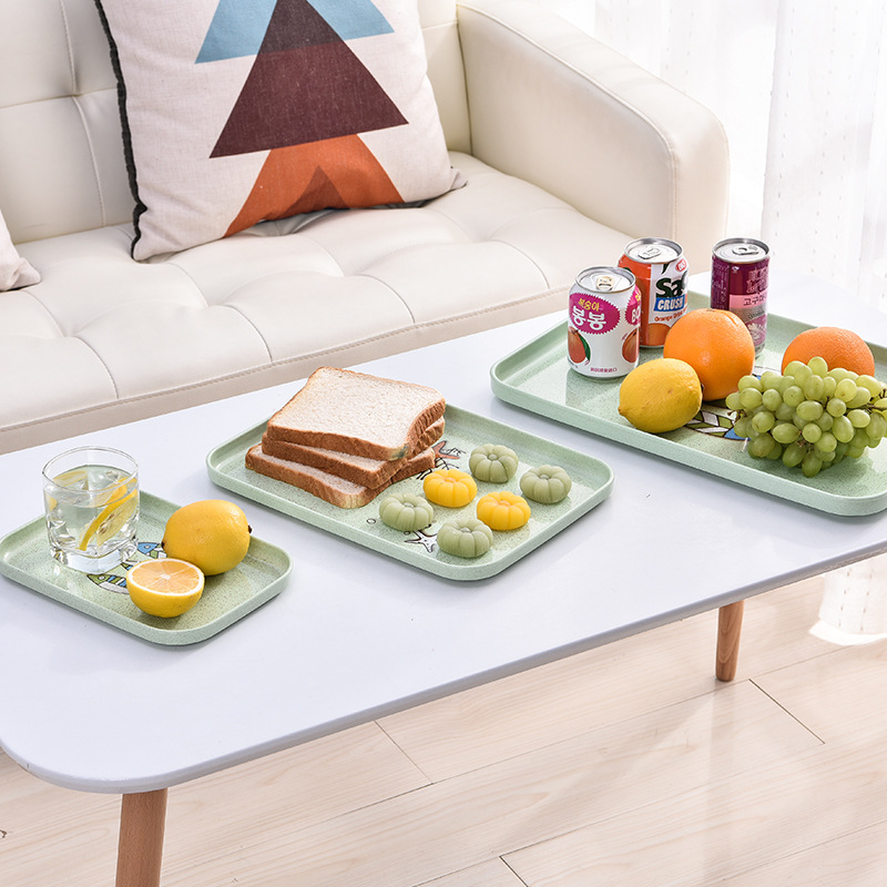 Creative Japanese Wheat Straw Environmental Protection Square Plate Household Dish Dessert Tray Western Cuisine Plate Tableware Wholesale