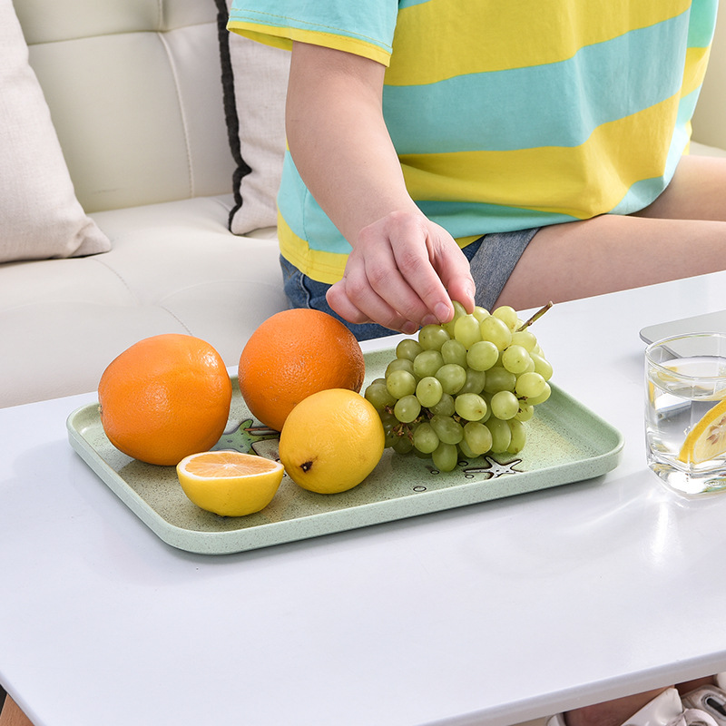Creative Japanese Wheat Straw Environmental Protection Square Plate Household Dish Dessert Tray Western Cuisine Plate Tableware Wholesale