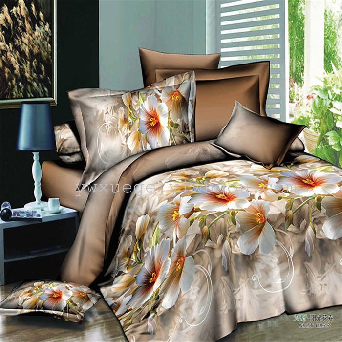 Snow pigeon home textile bedding set of four export 100% polyester fiber reactive dyeing cloth faded long direct sales