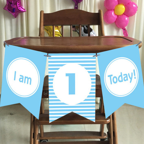 New creative chair and table decoration colorful flag baby first year of life flag birthday party decorate hang decoration wholesale