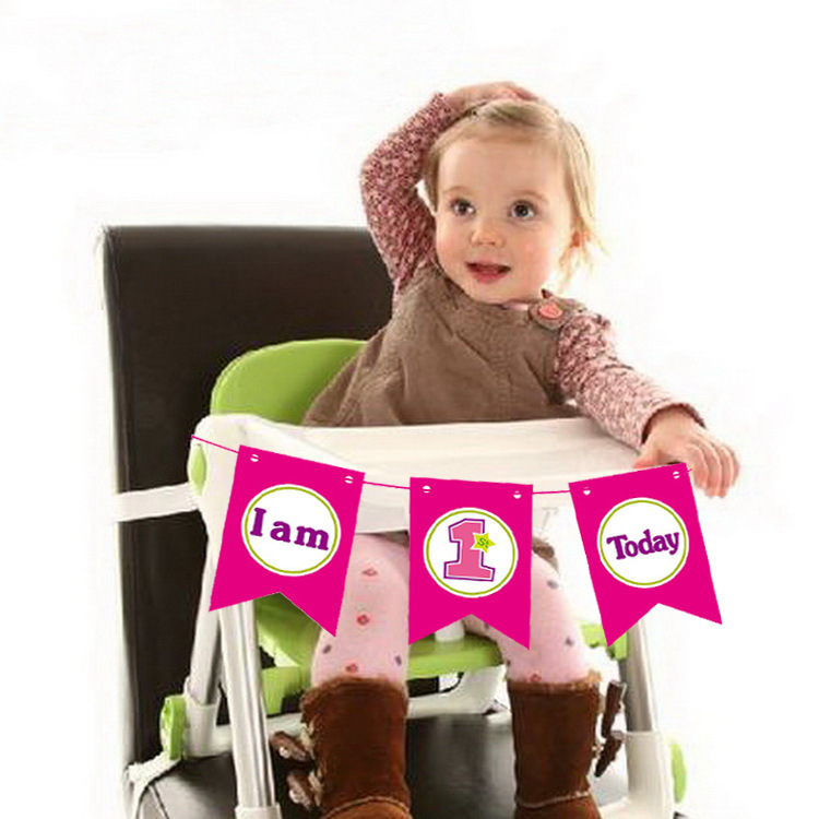 New creative chair and table decoration colorful flag baby first year of life flag birthday party decorate hang decoration wholesale