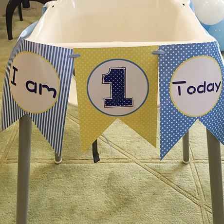 New creative chair and table decoration colorful flag baby first year of life flag birthday party decorate hang decoration wholesale