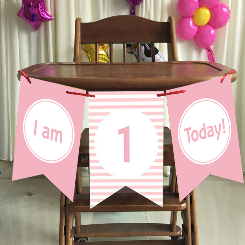 New creative chair and table decoration colorful flag baby first year of life flag birthday party decorate hang decoration wholesale