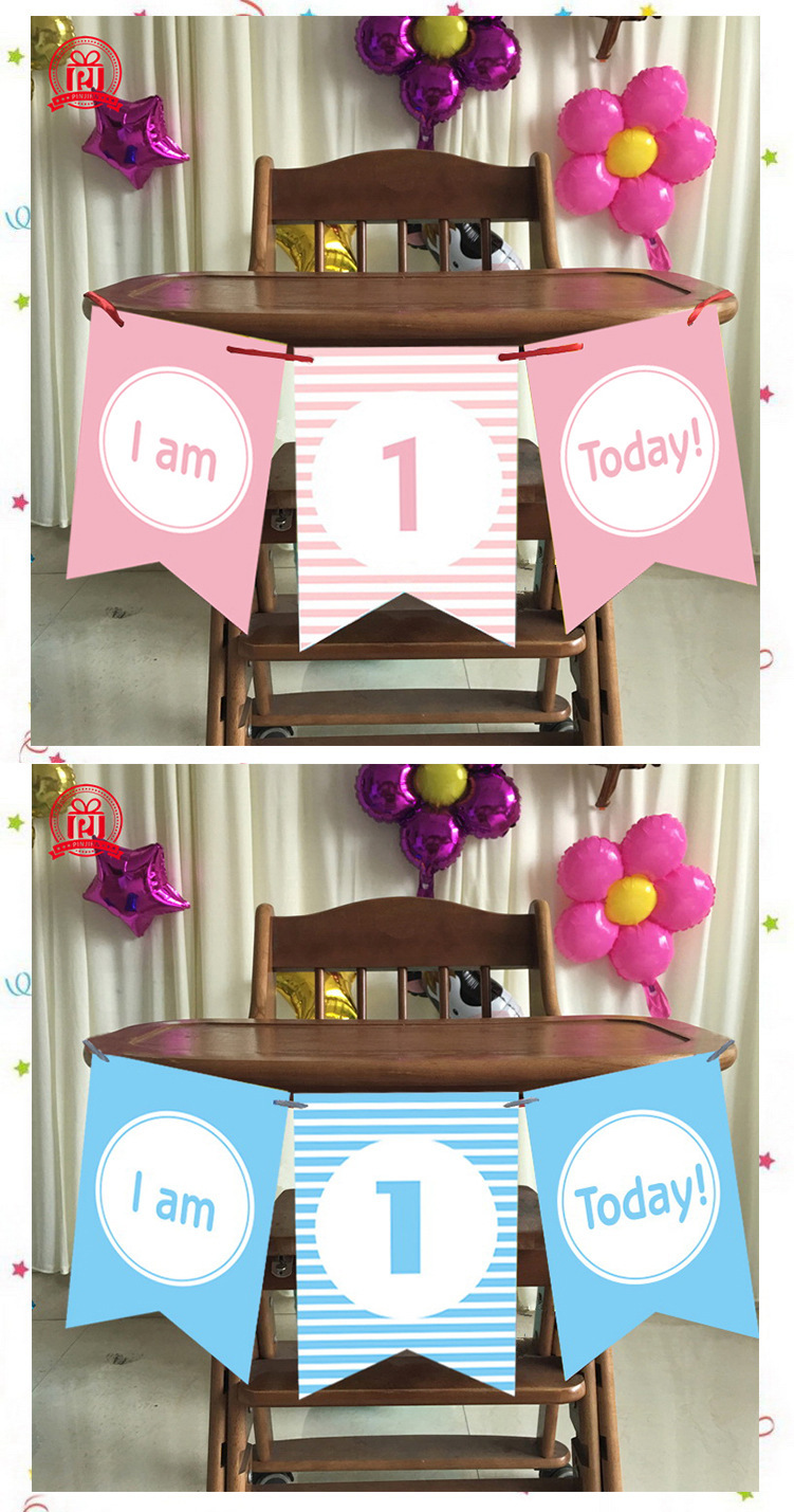 New creative chair and table decoration colorful flag baby first year of life flag birthday party decorate hang decoration wholesale